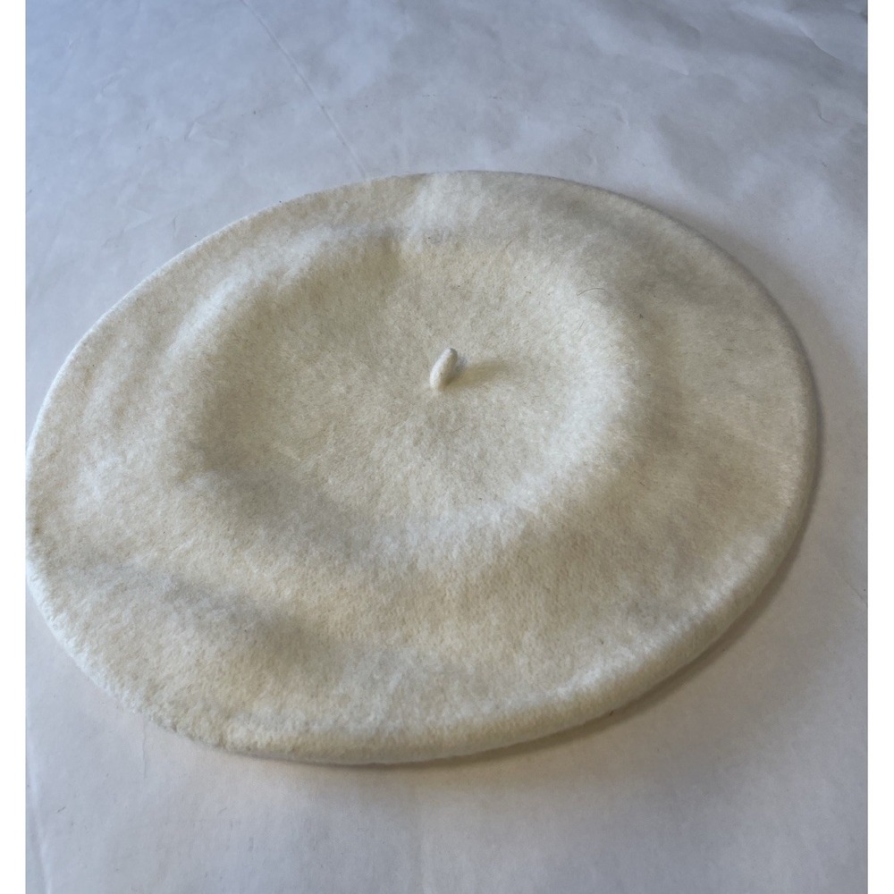 WOOL BLEND WOMEN'S IVORY BERET NEW
